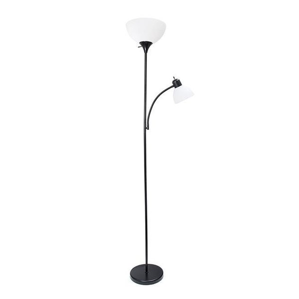 All The Rages Alltherages LF2000-BLK Simple Designs Floor Lamp with Reading Light; Black LF2000-BLK